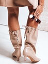 Damenstiefel mit Crinkle Schaft beige Dstreet ZY1137