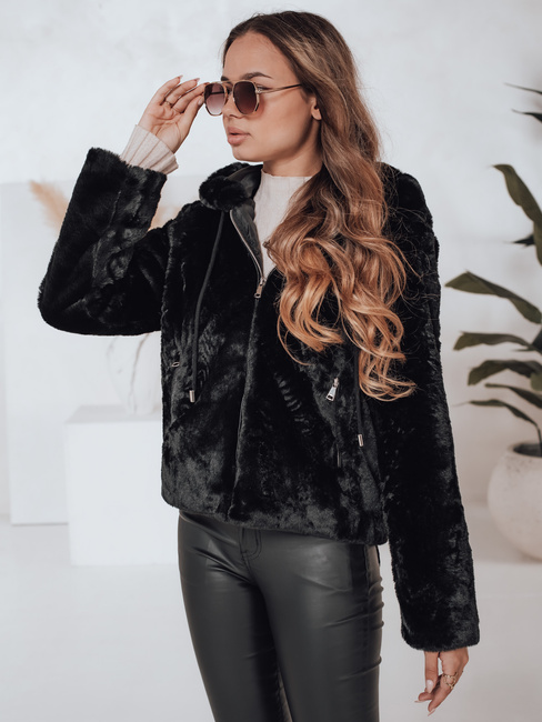 Damen Kurzmantel ELMIRIS schwarzer Pelzmantel Dstreet TY4995