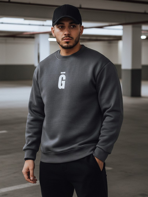 Bedrucktes graphitfarbenes Herren-Sweatshirt Dstreet BX5921