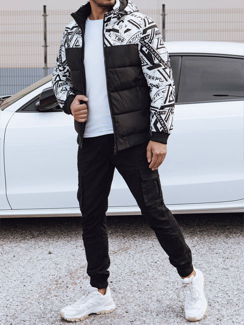 Herren Steppwinterjacke mit Kapuze weiß Dstreet TX4874