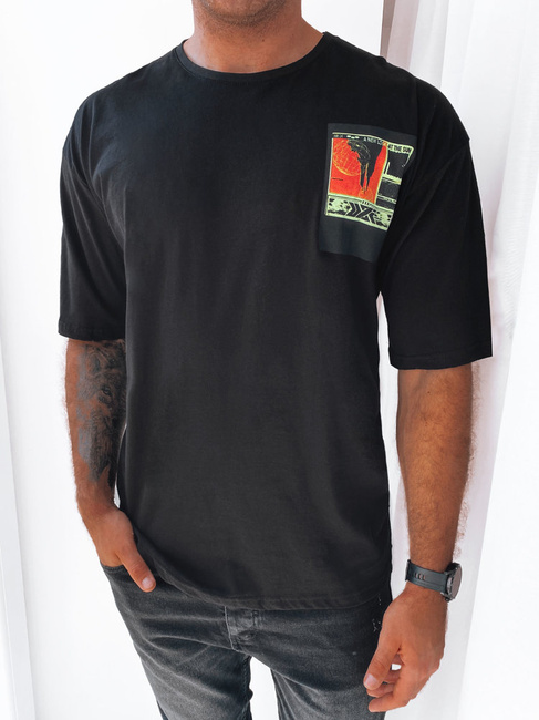 Herren T-shirt mit Aufdruck Schwarz Dstreet RX5304