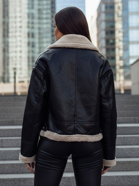 Damen Lederjacke SHEREB mit Schafsfell schwarz Dstreet TY4756z