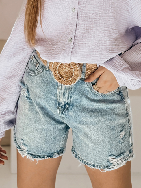 Damen Denim-Shorts mit Gürtel HOT SUMMER blau Dstreet SY0485
