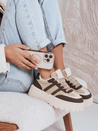 Damen Kunstpelz Plattform Turnschuhe braun Dstreet ZY1082