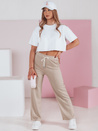 Damen Jogginghose mit weitem Bein SOFTIA beige Dstreet UY2403
