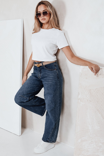 Blaue Damenjeans mit weitem Bein Dstreet UY2749