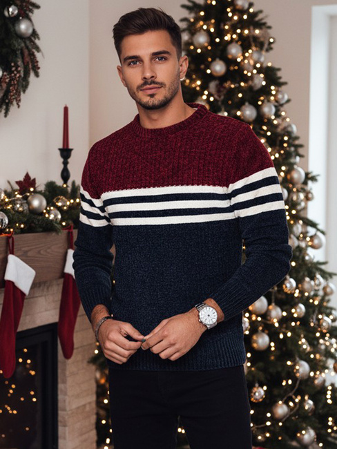 Gestreifter Marineblauer Herren-Pullover Dstreet WX2229z