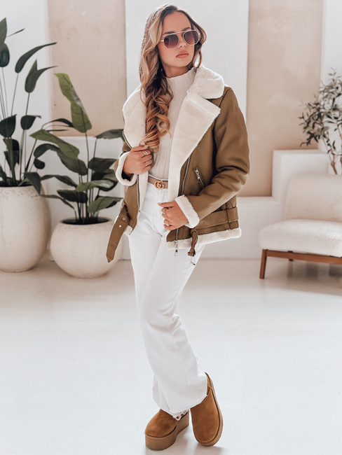 NORFDIMA Damen Lederjacke mit Schafsfelljacke camel Dstreet TY4738