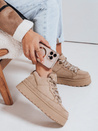 Damen Pelz Plattform Turnschuhe beige Dstreet ZY1070