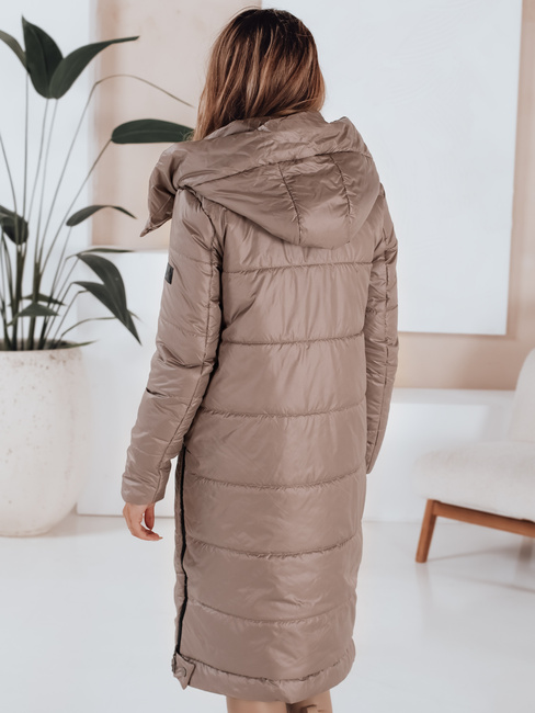 Damen Übergangsjacke ORVITA gesteppt mit Kapuze dunkelbeige Dstreet TY5027