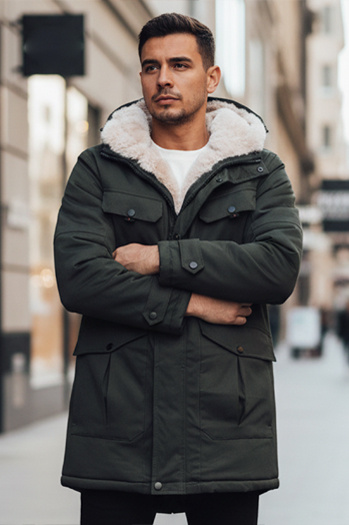 Herren Winter Parka Jacke mit Kapuze grün Dstreet TX4961z