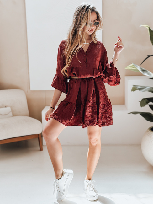 Sommer-Musselin-Kleid LYVONNE burgunderrot Dstreet EY2614