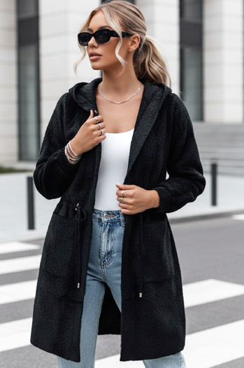 Langer Damenmantel mit Kapuze MELBY schwarz Dstreet NY0671