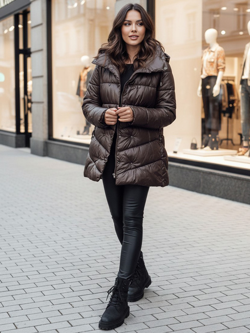 Gesteppter Damen-Wintermantel mit Kapuze BLOOM mocha Dstreet TY4517z