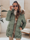 Damen Winterjacke NORINA gesteppt mit Pelz grün Dstreet TY5055