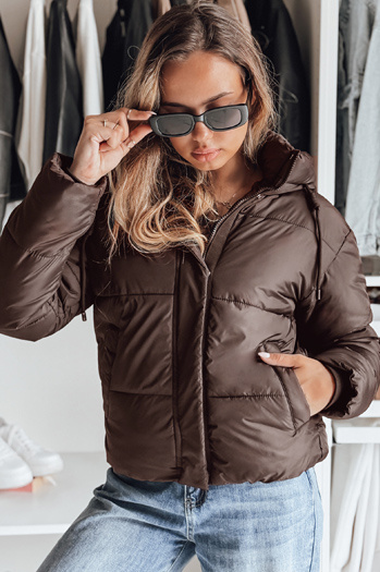 Damen SNOWLIKE gesteppte Winterjacke mit Kapuze braun Dstreet TY5227