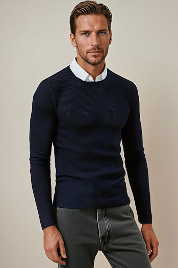 Marineblauer Pullover für Männer WX2294