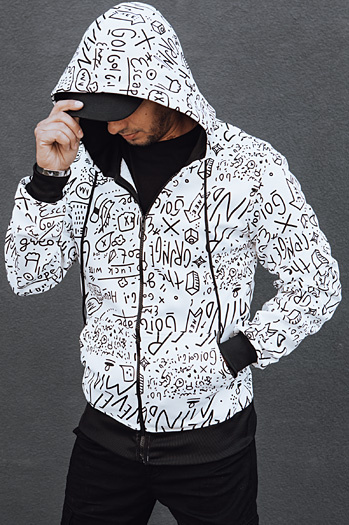Herren Kapuzenpulli mit Reißverschluss weiß Dstreet BX5811