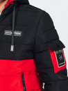 Herren Winterjacke mit Kapuze schwarz und rot Dstreet TX5052