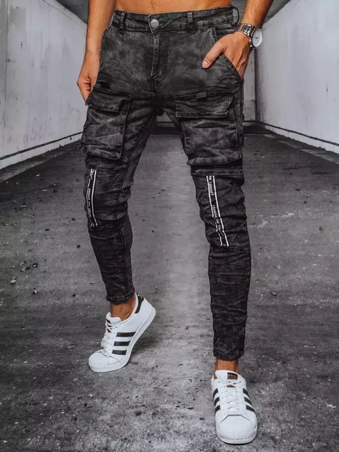Herren Jeans Cargohose Schwarz Dstreet UX3580