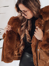 Damen Lederjacke mit Fell braun Dstreet TY5129