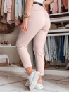 Damen Slim Fit Hose mit Gürtel TAIRONIK rosa Dstreet UY2548