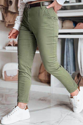 Damen Slim Fit Hose mit Gürtel LINESKA khaki Dstreet UY2575
