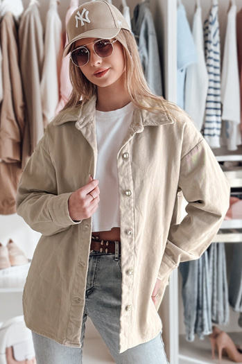 Damen-Übergangsshirtjacke in Übergröße KOSMOJACK j.beige Dstreet TY4842