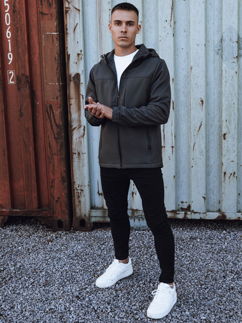 Herren Softshell-Übergangsjacke mit Kapuze dunkelgrau Dstreet TX4816