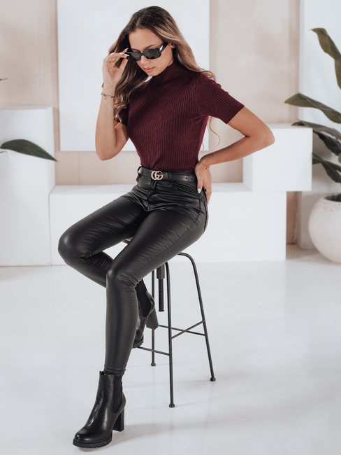 Kurzarm-Pullover mit Rippenstruktur GIRLGLORY burgundy Dstreet MY2556