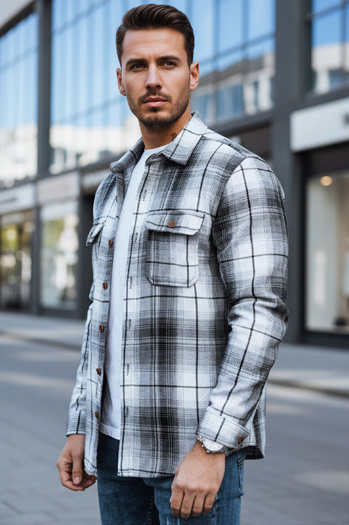 Schwarz-weiß kariertes Flanellhemd für Männer Dstreet DX2677