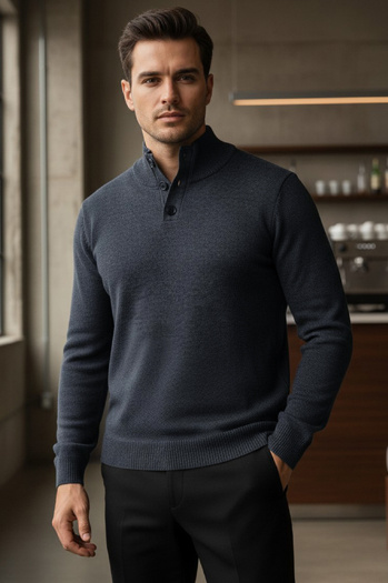 Herren Pullover mit Stehkragen navy blau Dstreet WX2357