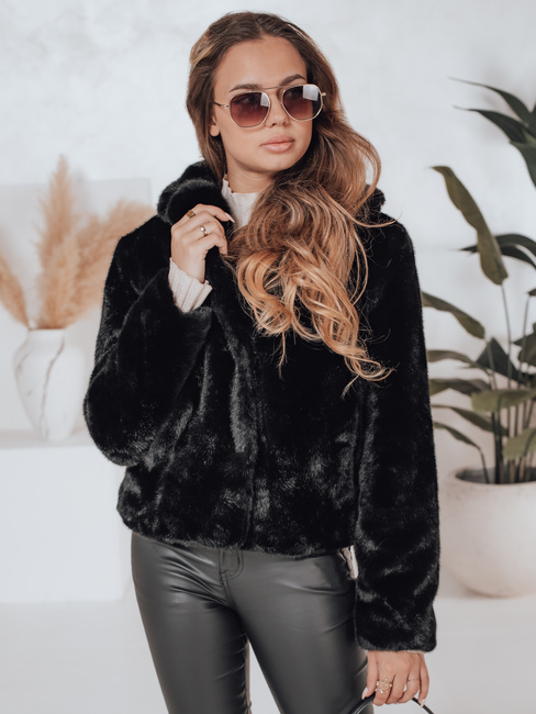 Damen Pelzmantel GLAMFLUFFY kurz schwarz Dstreet TY4985