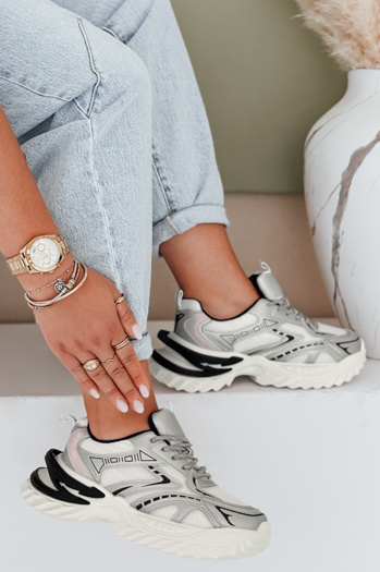 Damen sportliche silberne Turnschuhe Dstreet ZY1007