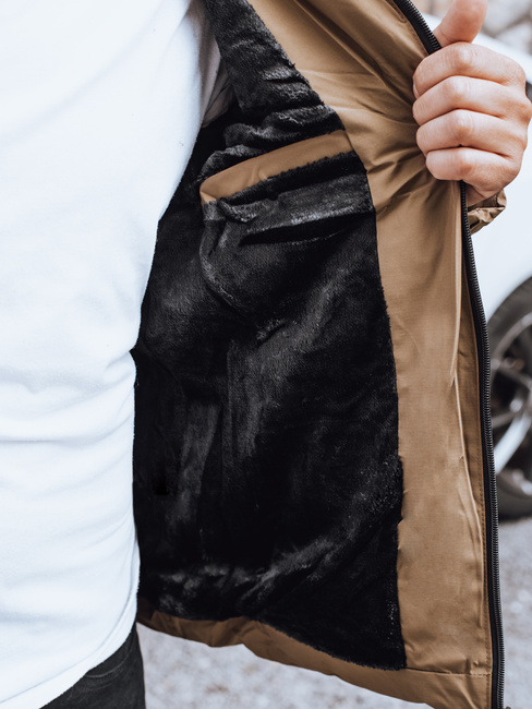 Herren Steppwinterjacke mit Kapuze camel Dstreet TX5067