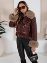 Damen Winter Lederjacke mit Pelz burgundy Dstreet TY5208