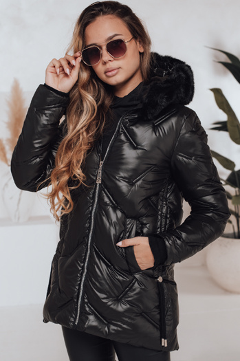 Damen Winterjacke LOVEINSIDE gesteppt mit Fell schwarz Dstreet TY5049