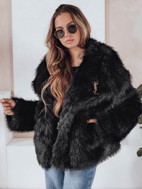 Kurzer schwarzer Damen-Pelzmantel ZARAFIA Dstreet TY5117
