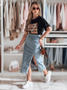 Midirock aus Denim mit Schlitz MORETES blau Dstreet CY0481