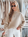 Damen Sweatshirt in Übergröße mit LOVASON Aufnäher beige Dstreet BY1420