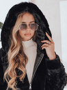 MISSFLUFF Damen Pelzmantel schwarz Dstreet TY4982