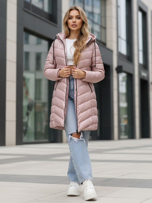Damen Winterjacke lang gesteppt lila Dstreet TY5505