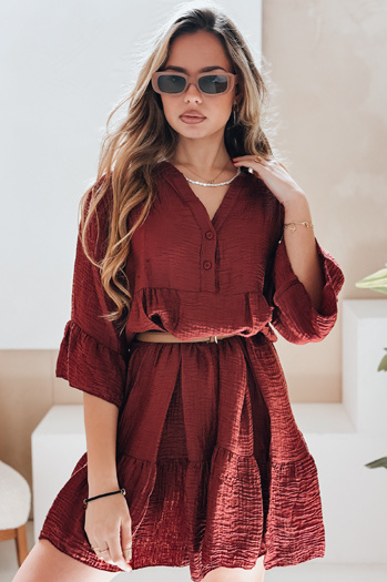 Sommer-Musselin-Kleid LYVONNE burgunderrot Dstreet EY2614