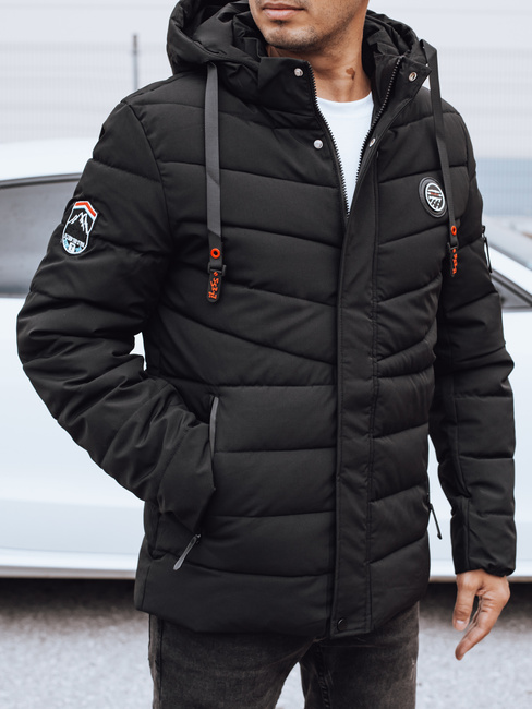 Herren Steppwinterjacke mit Kapuze schwarz Dstreet TX5059