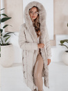 Damen Winter lange Steppjacke mit Pelz ecru Dstreet TY5088
