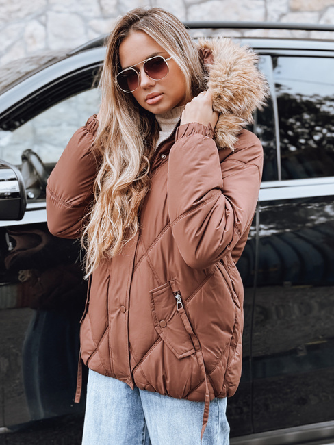 Damen Winter Steppjacke mit Kapuze braun Dstreet TY5231