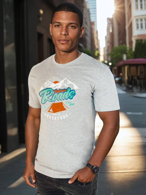 Bedrucktes graues Herren-T-Shirt Dstreet RX5401