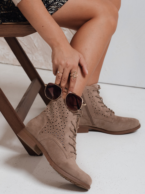 Damen beige durchbrochene Stiefel Dstreet ZY1045