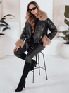 Damen Winter Lederjacke mit Kunstpelz schwarz Dstreet TY5210