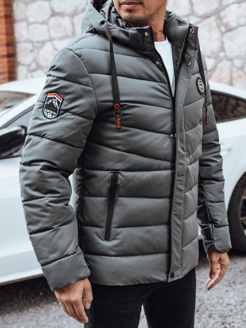 Herren Steppwinterjacke mit Kapuze in graphit Dstreet TX5057